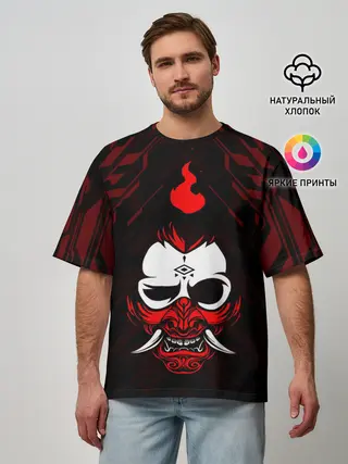 Мужская футболка оверсайз / DEMON | CYBERPUNK 2077 | КИБЕРПАНК