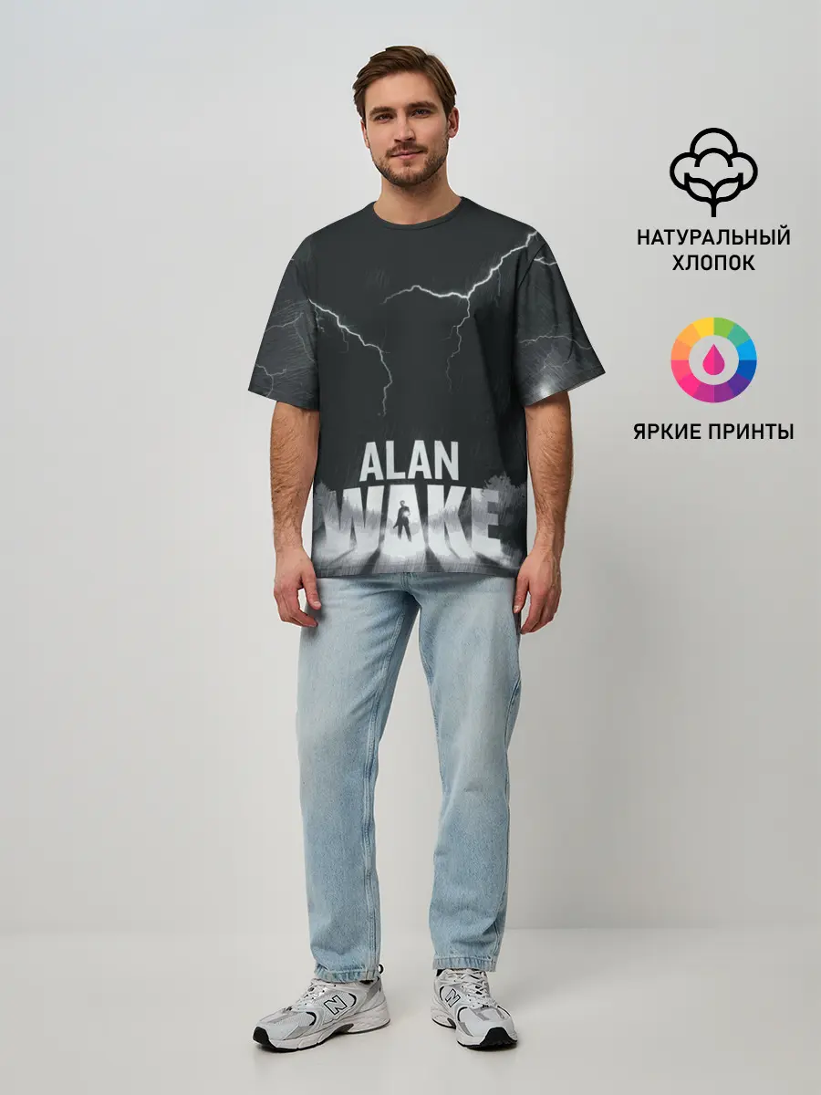 Мужская футболка оверсайз / Alan Wake | Dark Place