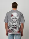Мужская футболка оверсайз / Девушка с черепом