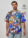 Мужская футболка оверсайз / SONIC PATTERN | СОНИК