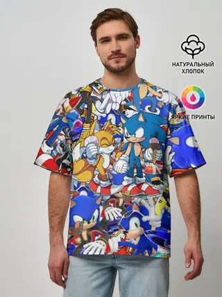 Мужская футболка оверсайз / SONIC PATTERN | СОНИК
