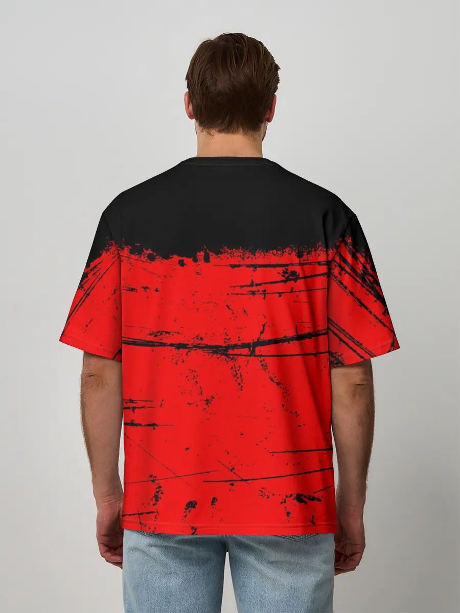 Мужская футболка оверсайз / КРАСНЫЙ ГРАНЖ | RED GRUNGE