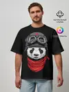 Мужская футболка оверсайз / Панда Танкист