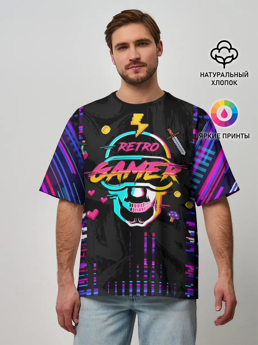 Мужская футболка оверсайз / RETROGAMER3D47