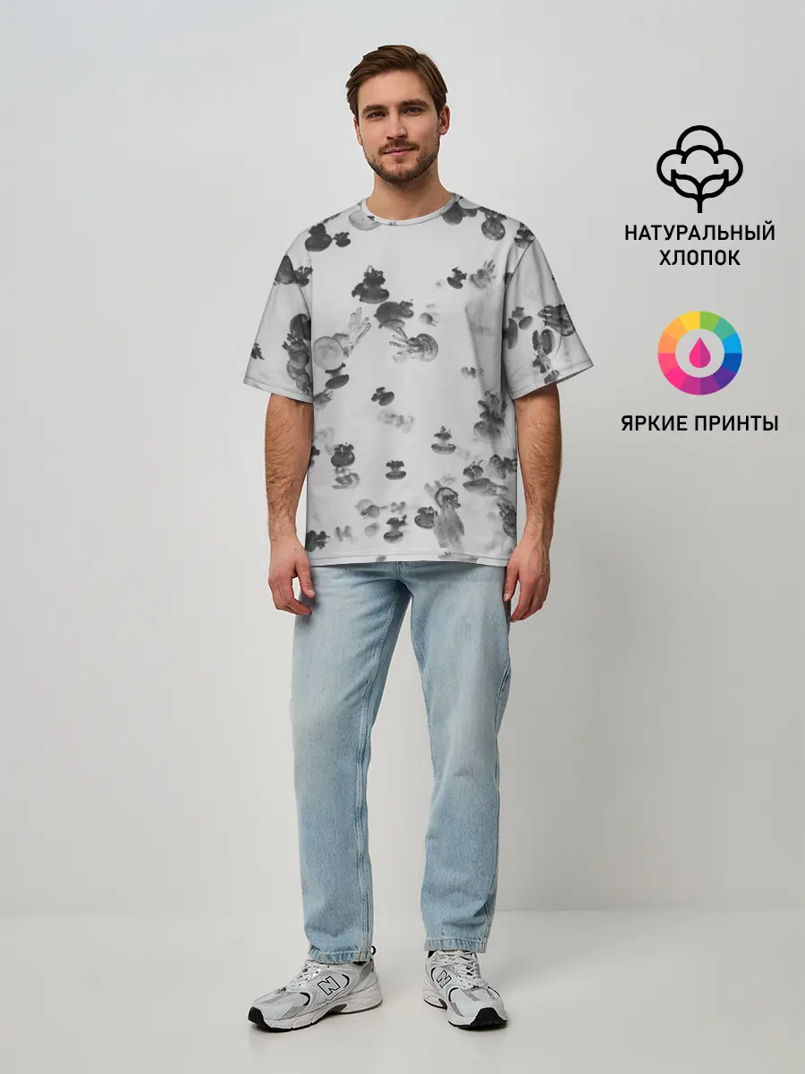 Мужская футболка оверсайз / Медузы