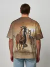 Мужская футболка оверсайз / Бегущие лошади