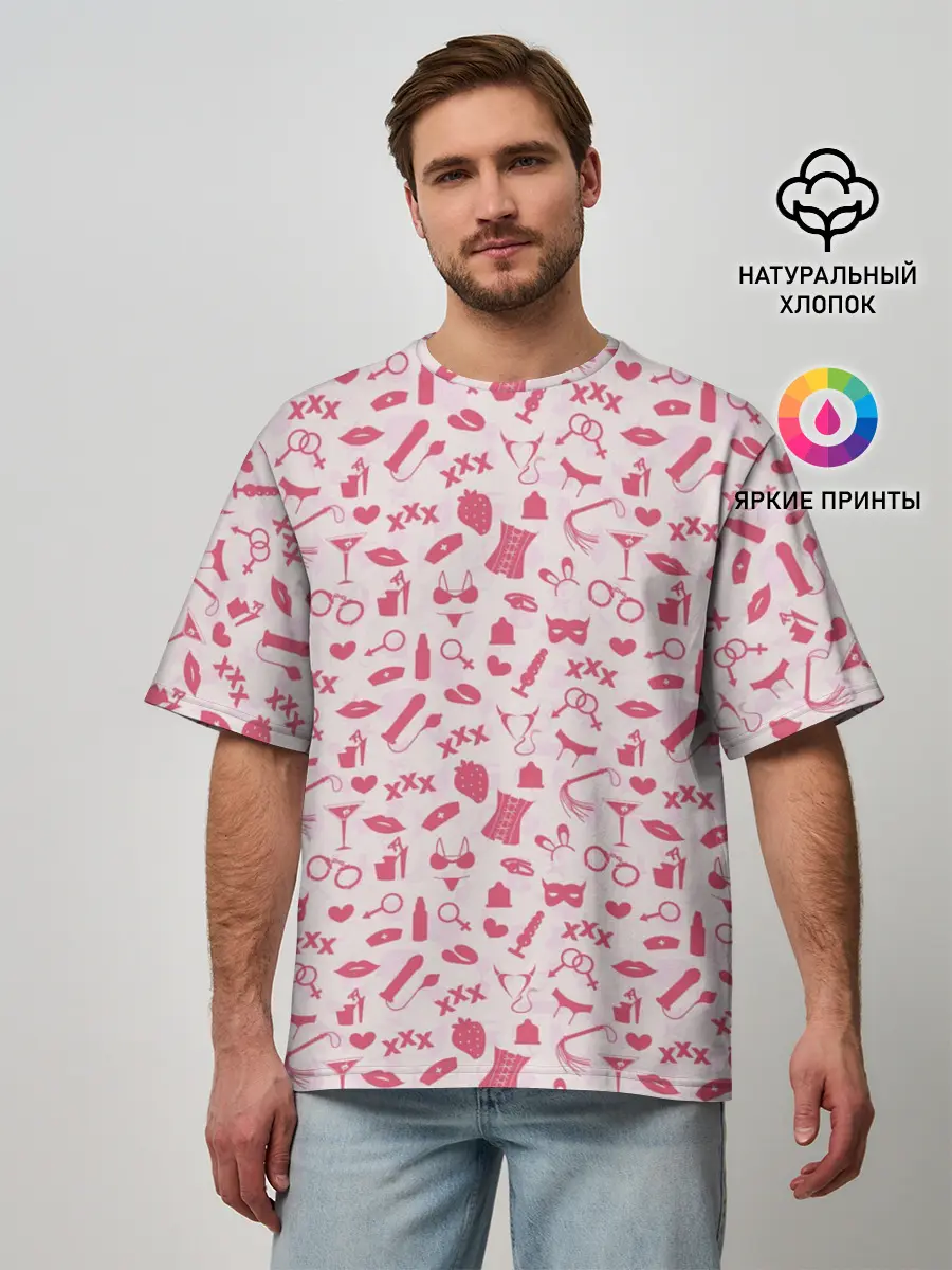 Мужская футболка оверсайз / Клубничка