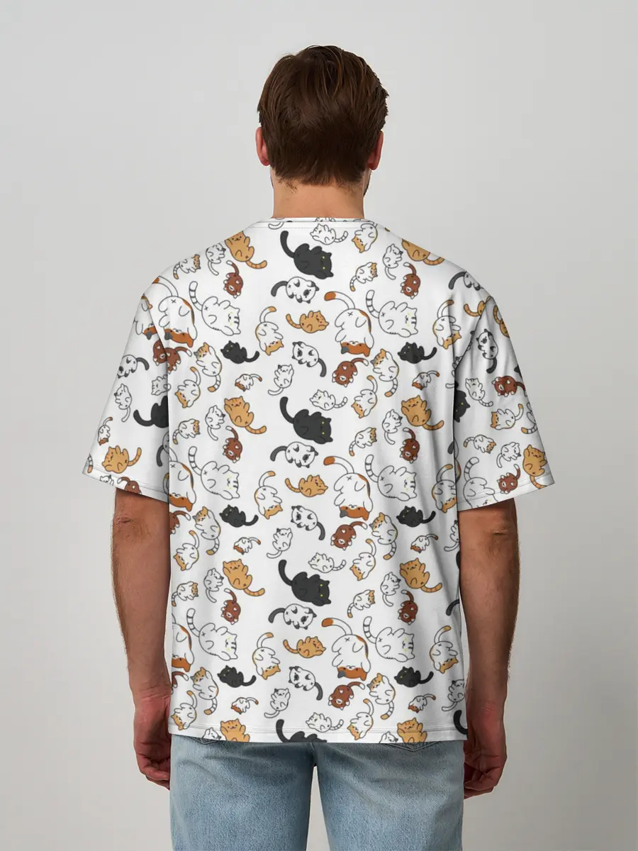 Мужская футболка оверсайз / Коты