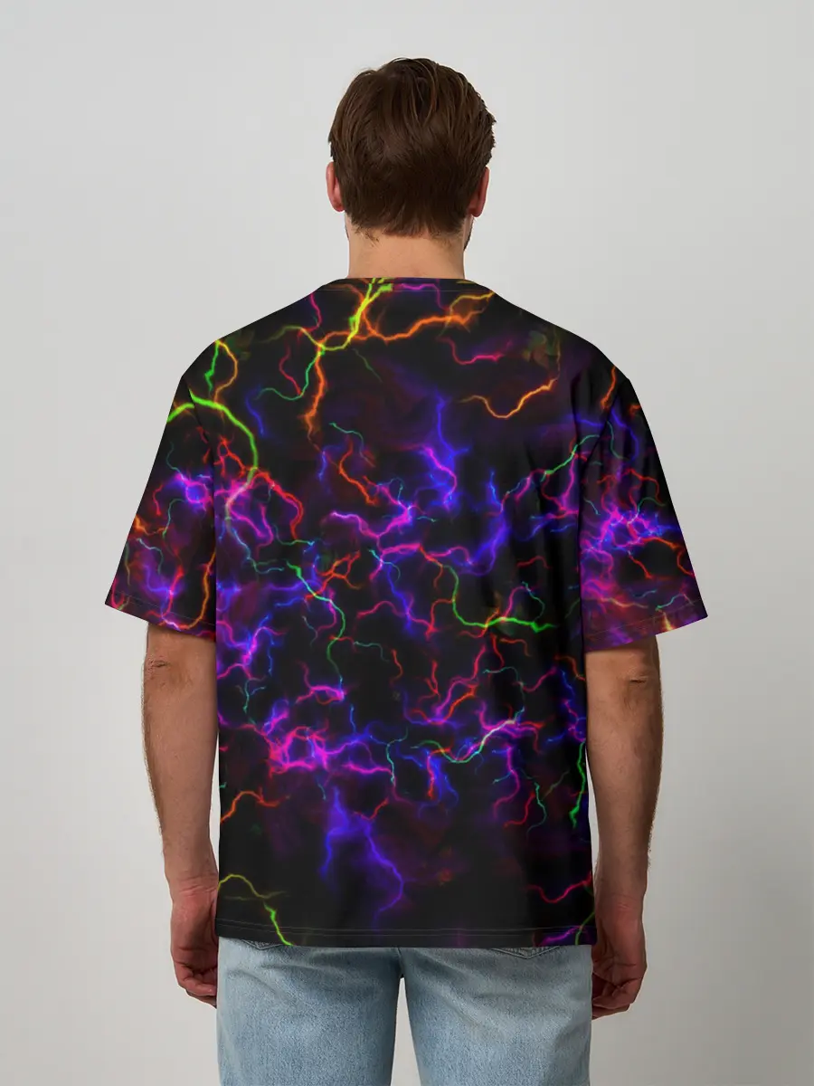 Мужская футболка оверсайз / Ночное Грозовое Небо