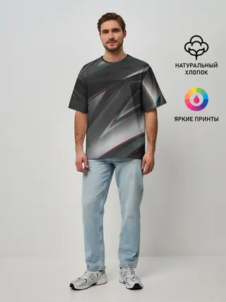 Мужская футболка оверсайз / GEOMETRY STRIPES GLITCH