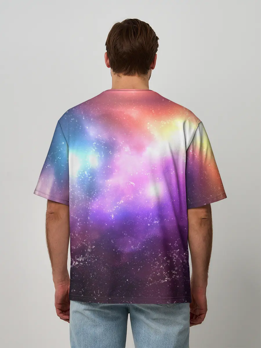 Мужская футболка оверсайз / Космос, сияние и звезды