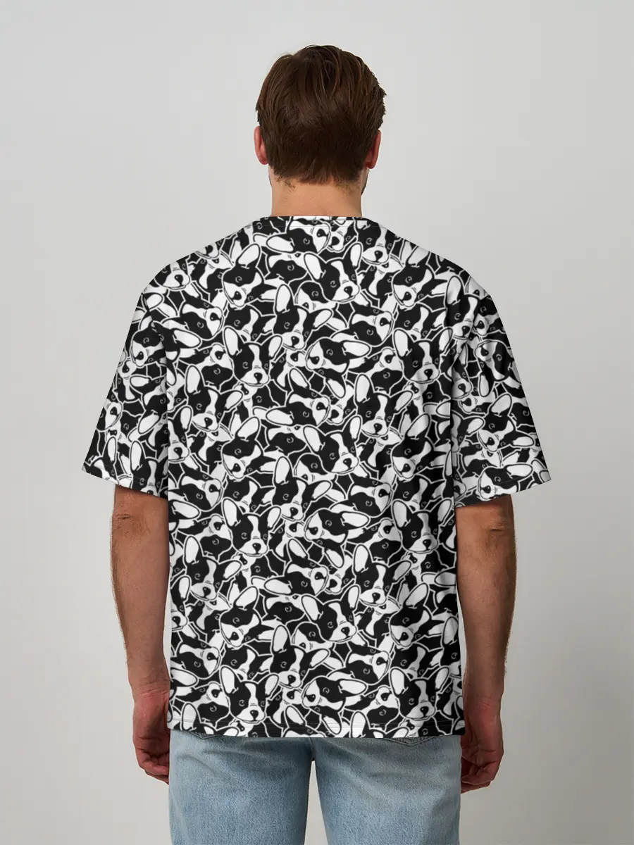 Мужская футболка оверсайз / Щенки Французского Бульдога