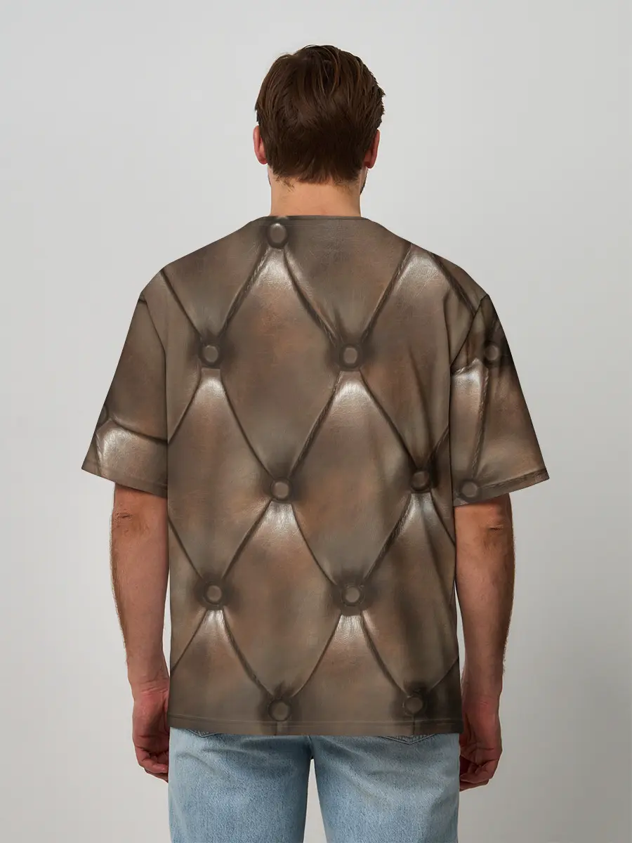 Мужская футболка оверсайз / КоЖа в ромбиках