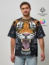 Мужская футболка оверсайз / Амурский тигр в ночи