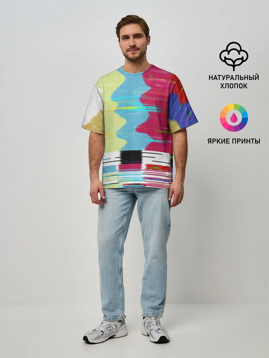 Мужская футболка оверсайз / TV glitch