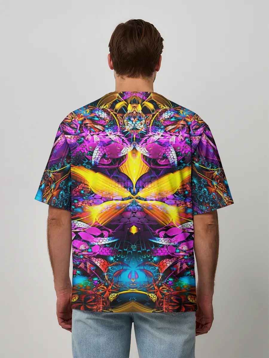 Мужская футболка оверсайз / ФРАКТАЛЬНЫЕ ЦВЕТЫ