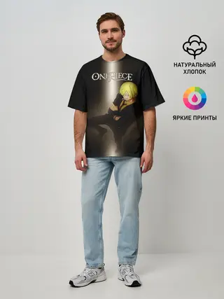 Мужская футболка оверсайз / Винсмок Санджи | One Piece. Большой куш