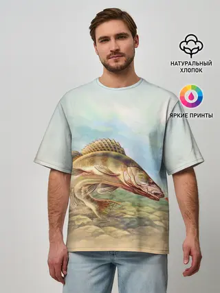 Мужская футболка оверсайз / Рыба