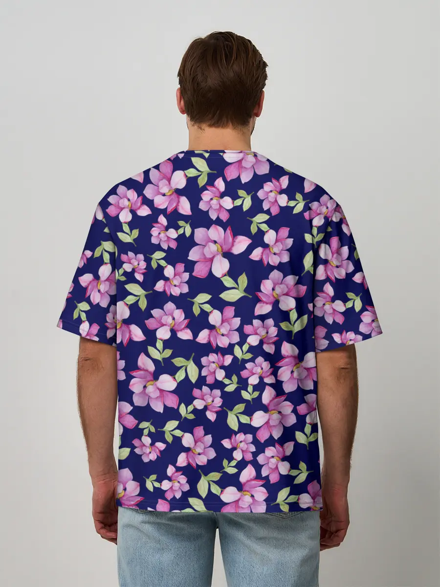 Мужская футболка оверсайз / Акварельные цветы Магнолии