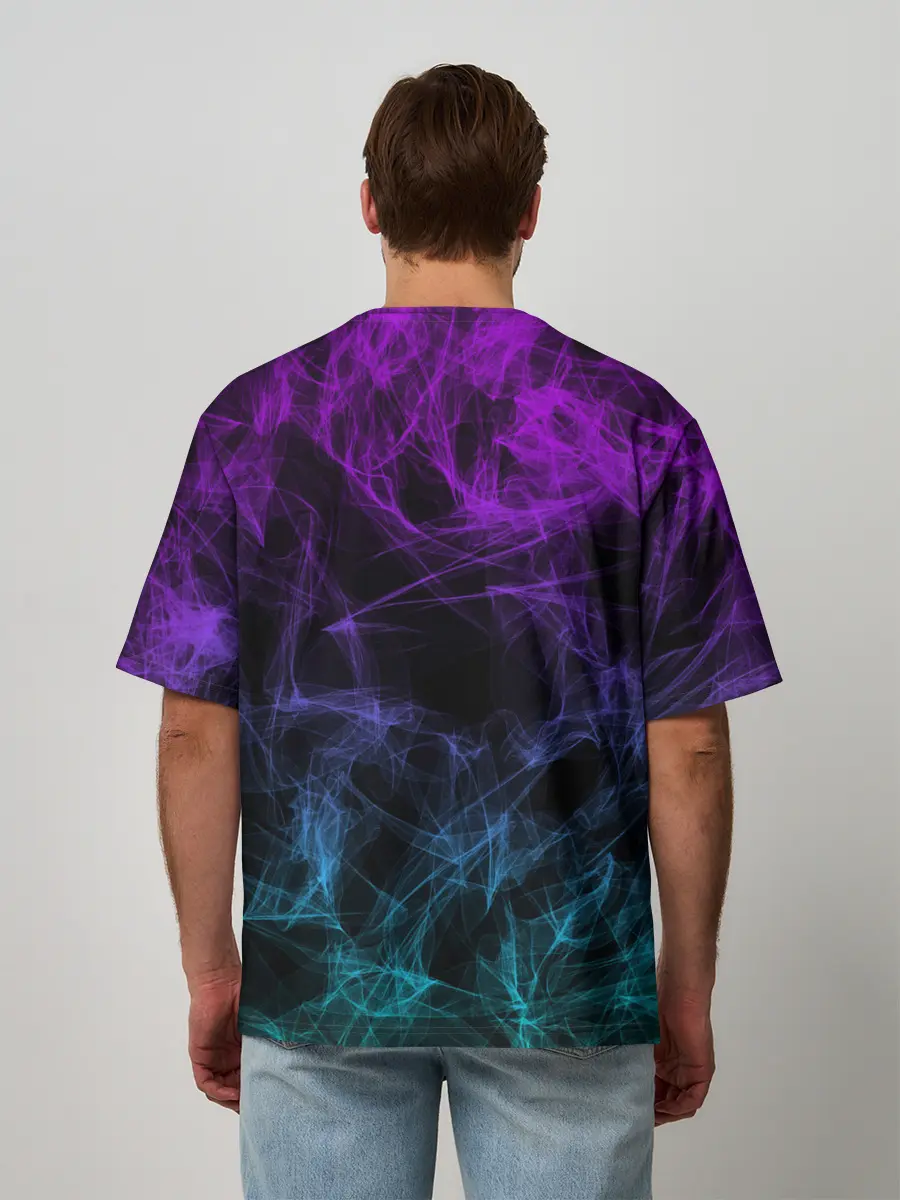 Мужская футболка оверсайз / NEON SMOKES STRIPES | НЕОНОВЫЕ ВОЛНЫ