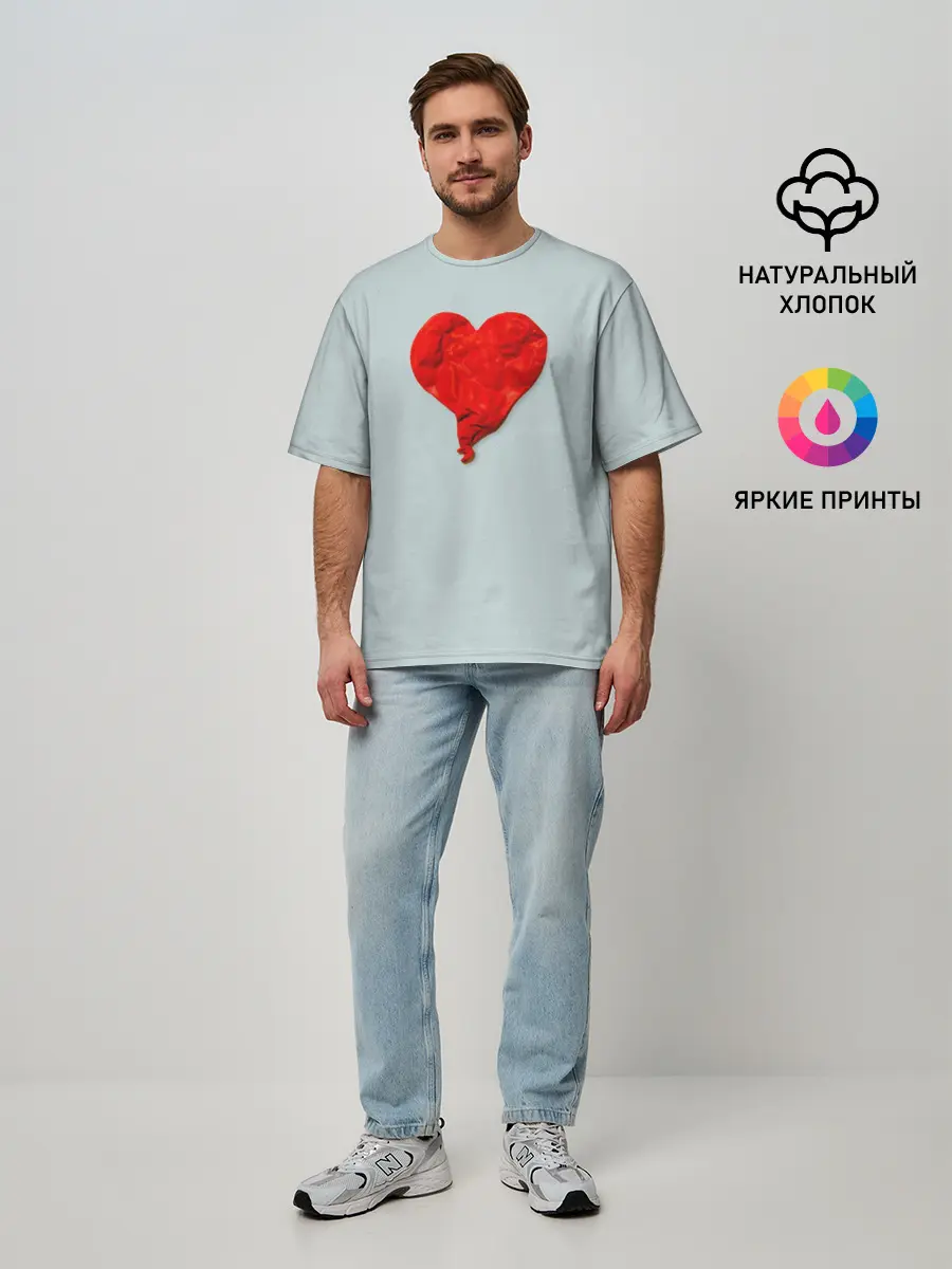 Мужская футболка оверсайз / Kanye West Heartbreak