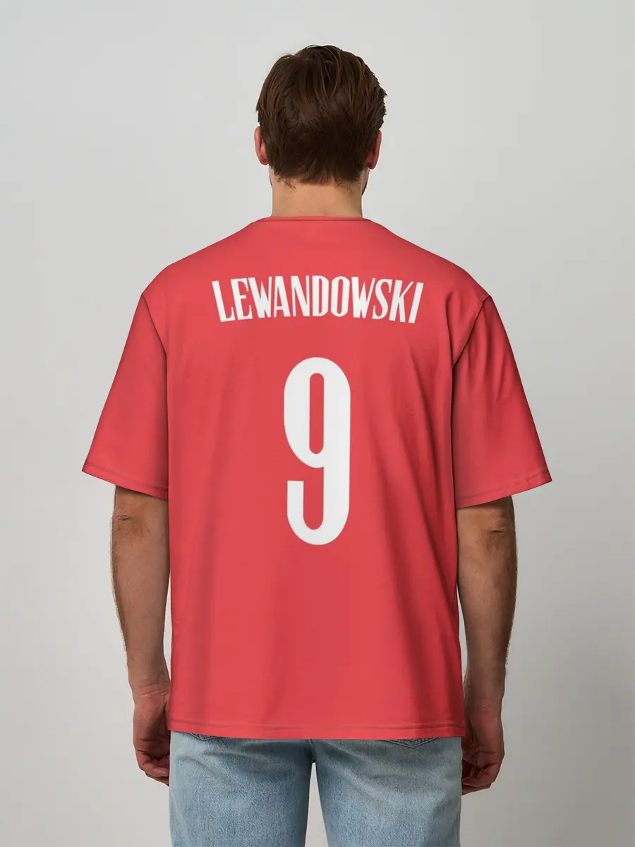 Мужская футболка оверсайз / Lewandowski Poland 9
