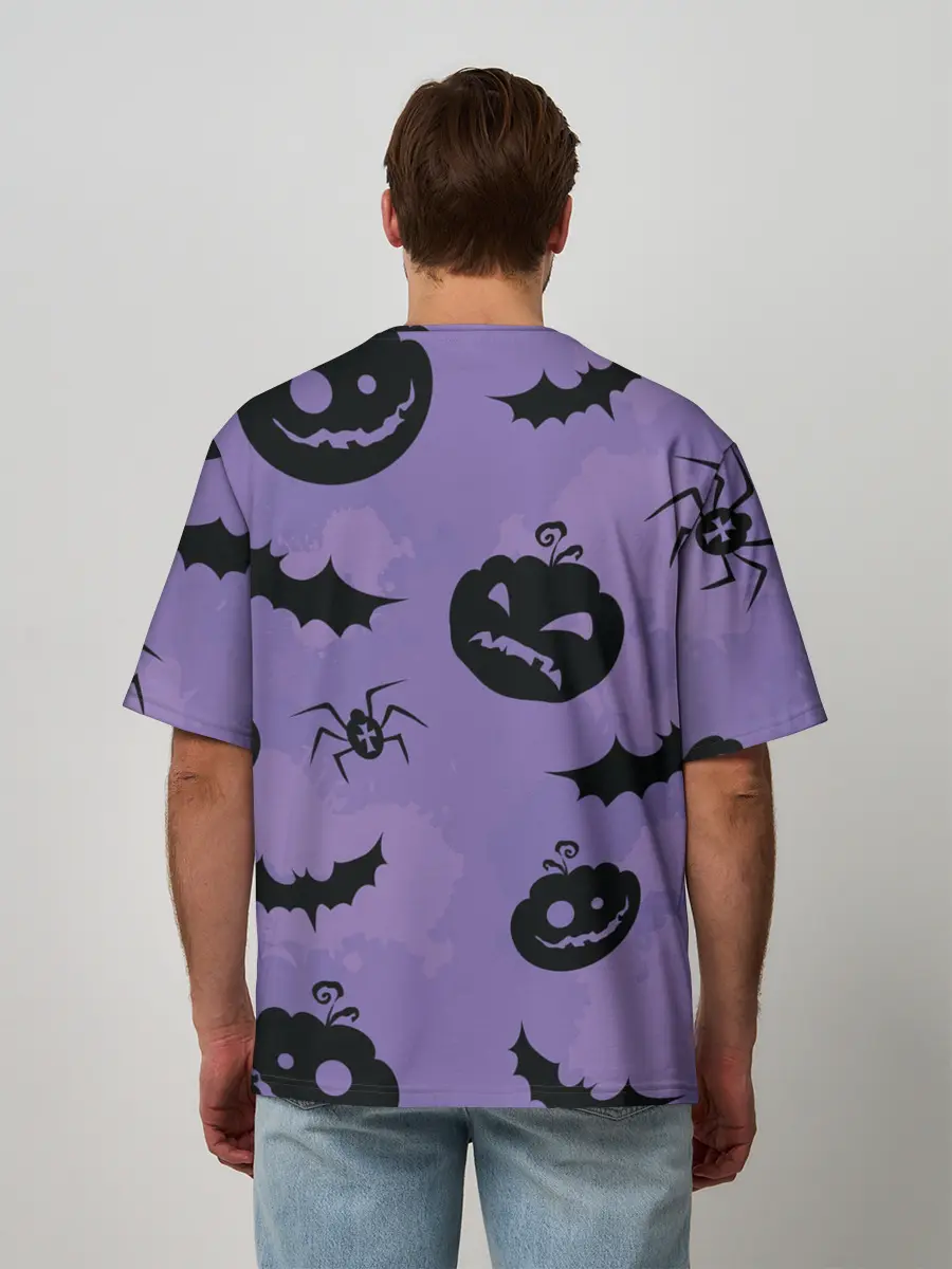 Мужская футболка оверсайз / Фиолетовый хэллоуин