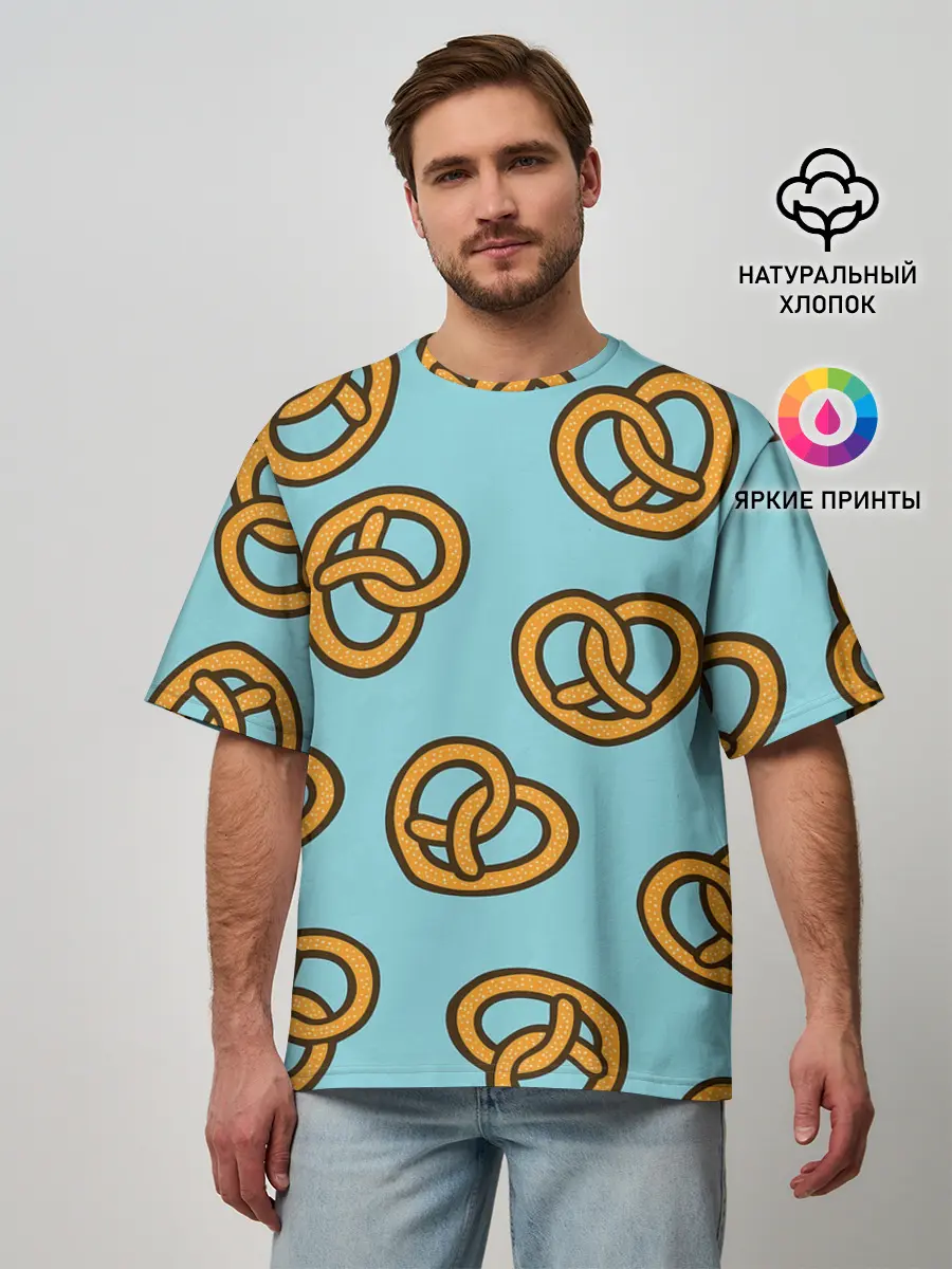 Мужская футболка оверсайз / Крендели