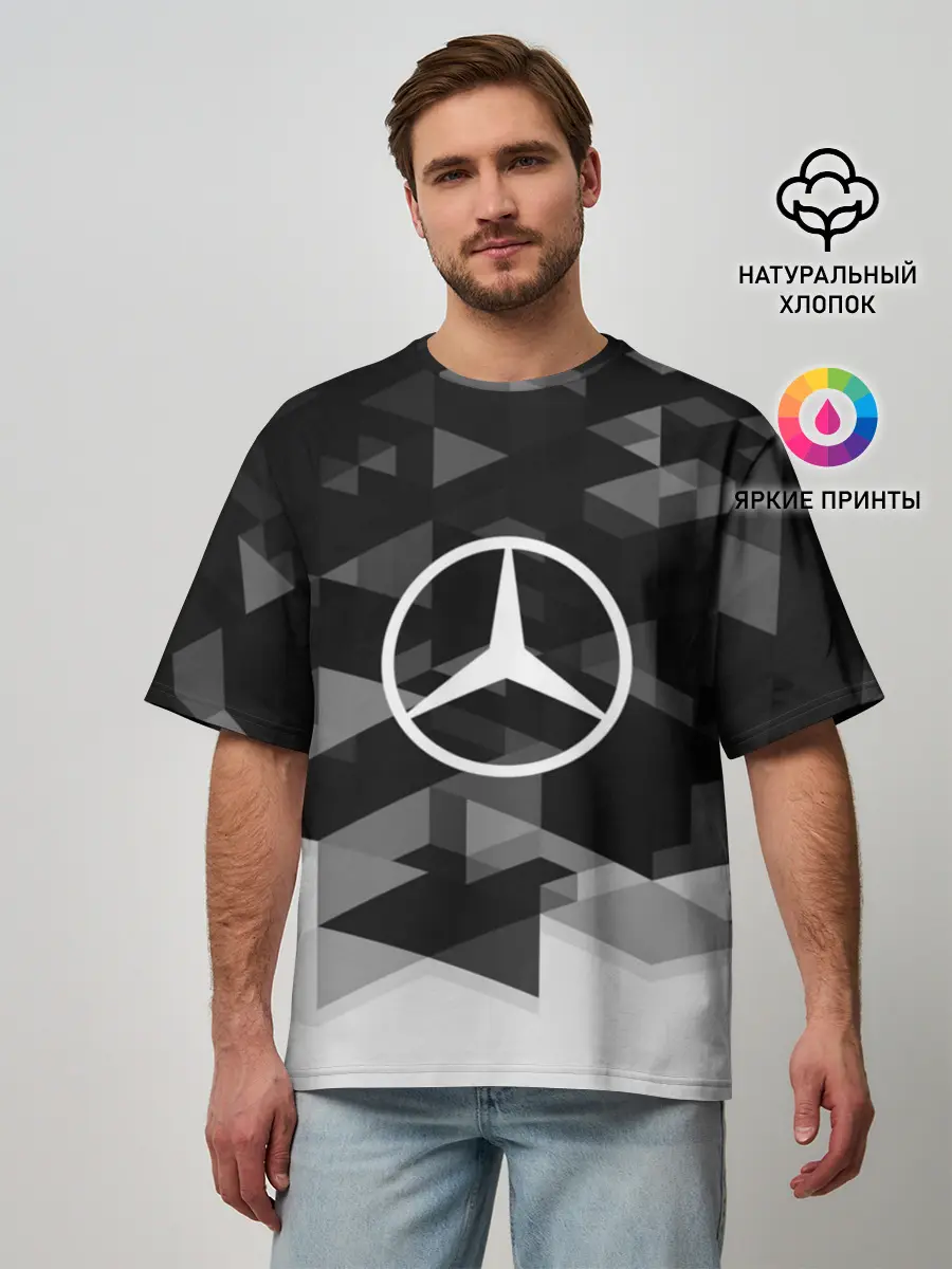 Мужская футболка оверсайз / Mercedes sport geometry