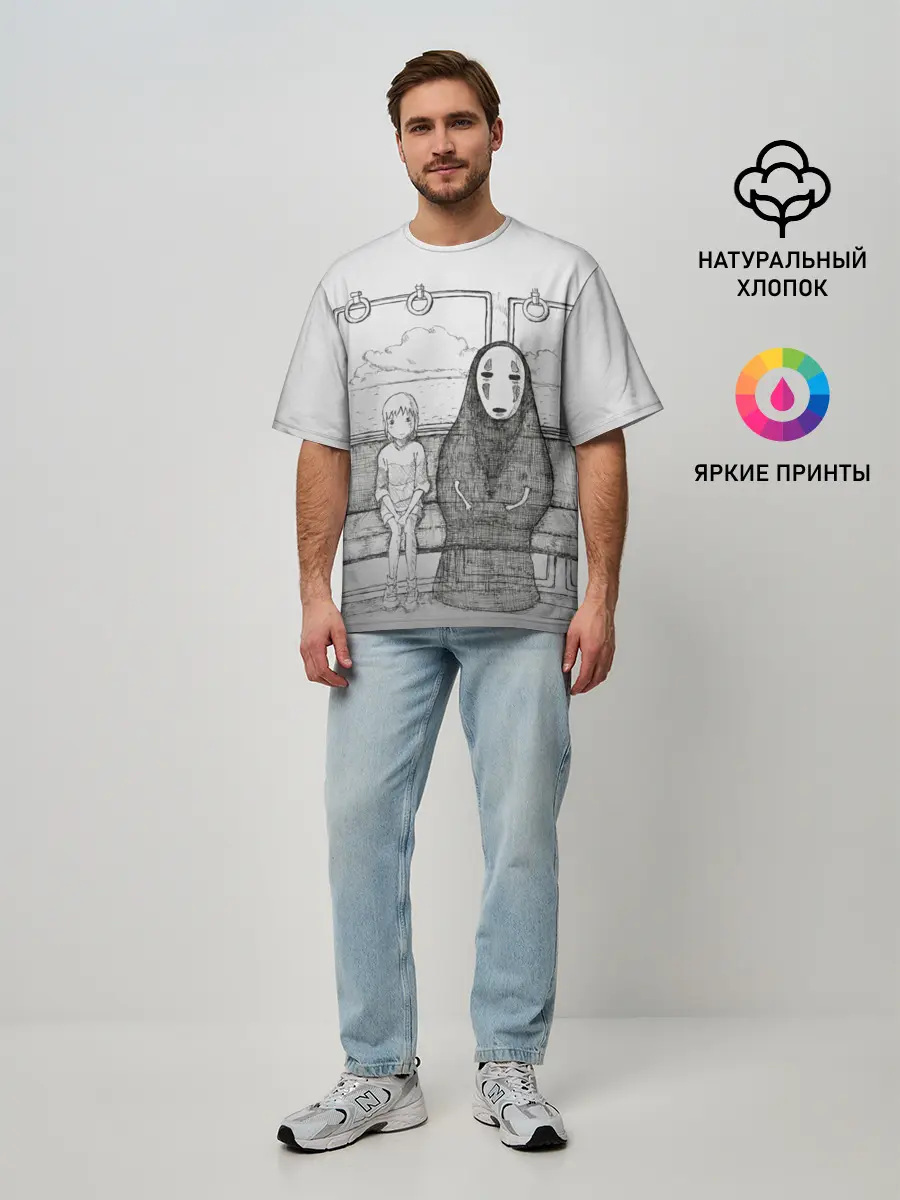 Мужская футболка оверсайз / Тихиро и Каонаси