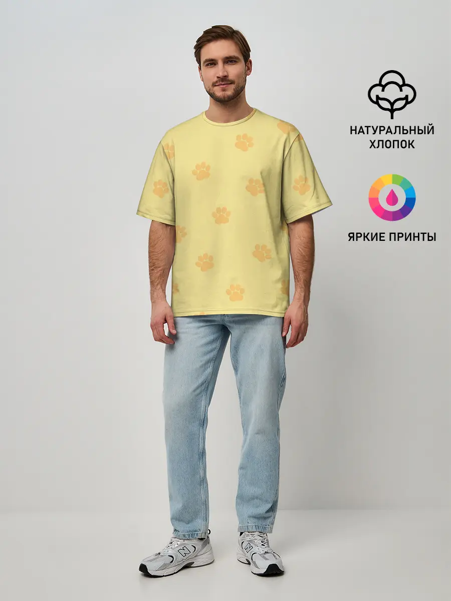 Мужская футболка оверсайз / Кошачьи следы