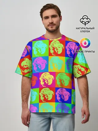 Мужская футболка оверсайз / pop-art Marilyn Monroe