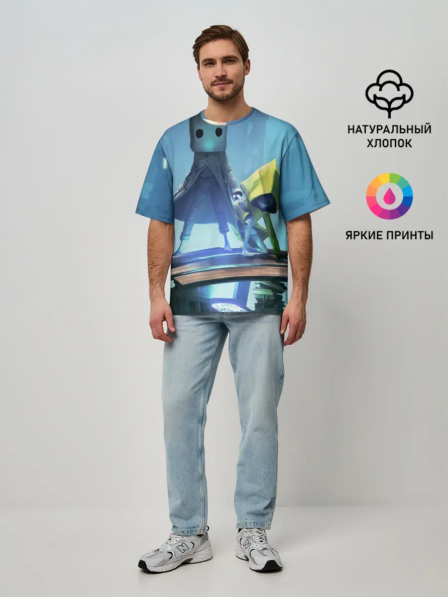 Мужская футболка оверсайз / Little Nightmares || арт шестой и моно