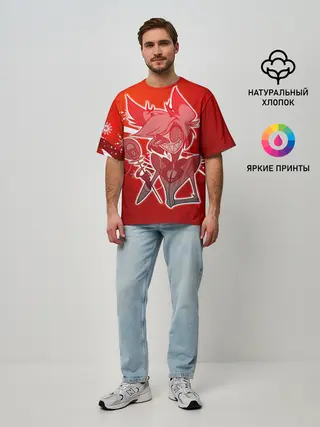 Мужская футболка оверсайз / Отель хазбин Новогодний