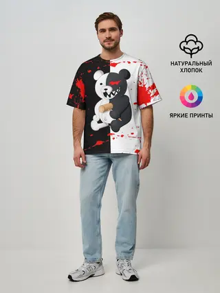 Мужская футболка оверсайз / monokuma с молотком