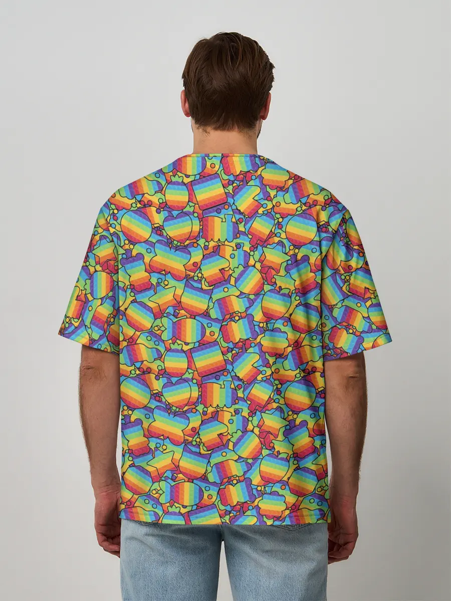 Мужская футболка оверсайз / POP IT МИКС | ПОП ИТ