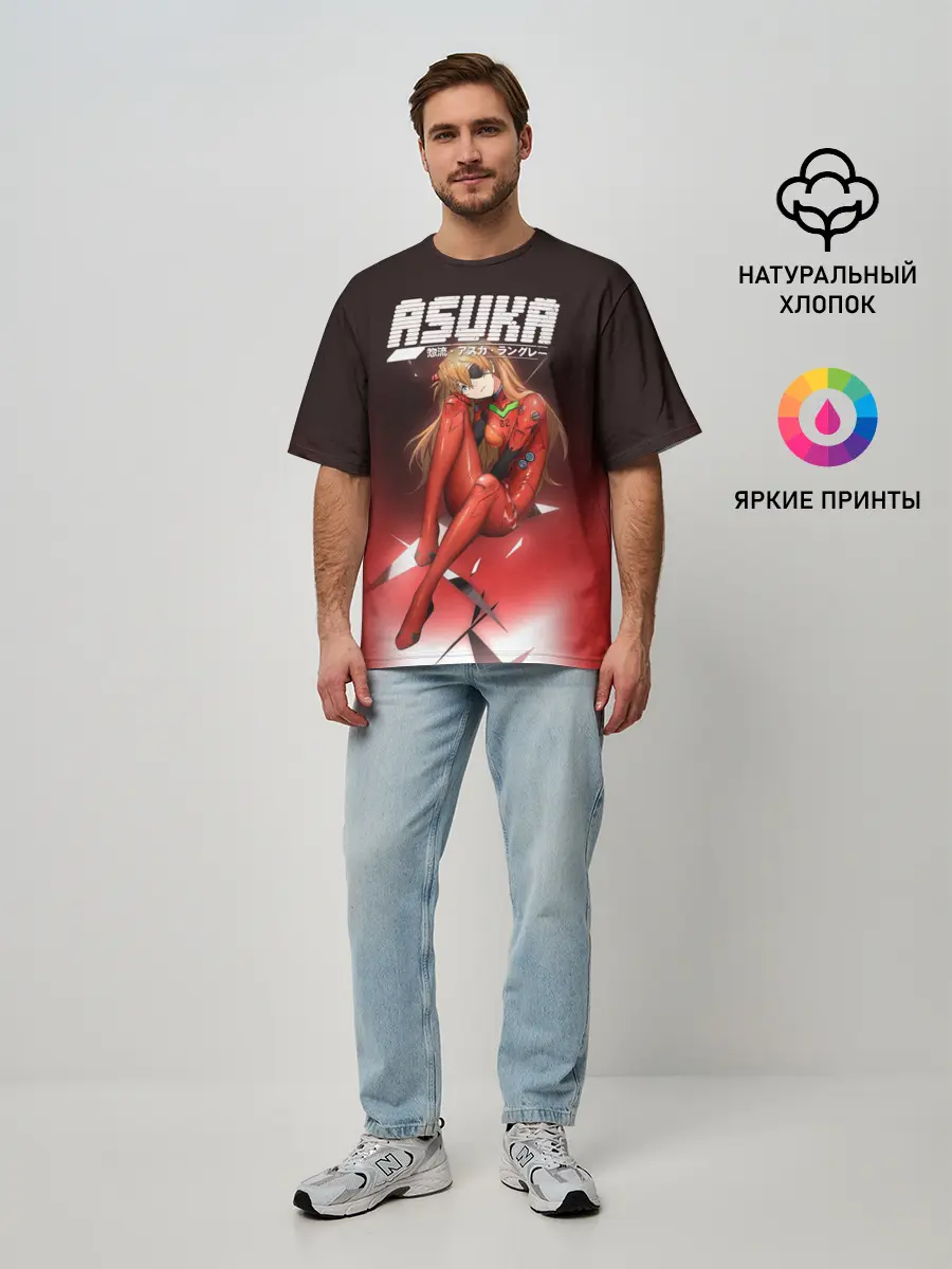Мужская футболка оверсайз / Asuka Eva-02