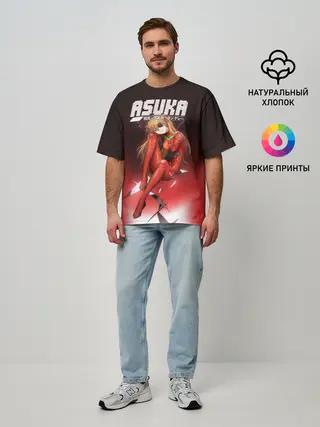 Мужская футболка оверсайз / Asuka Eva-02
