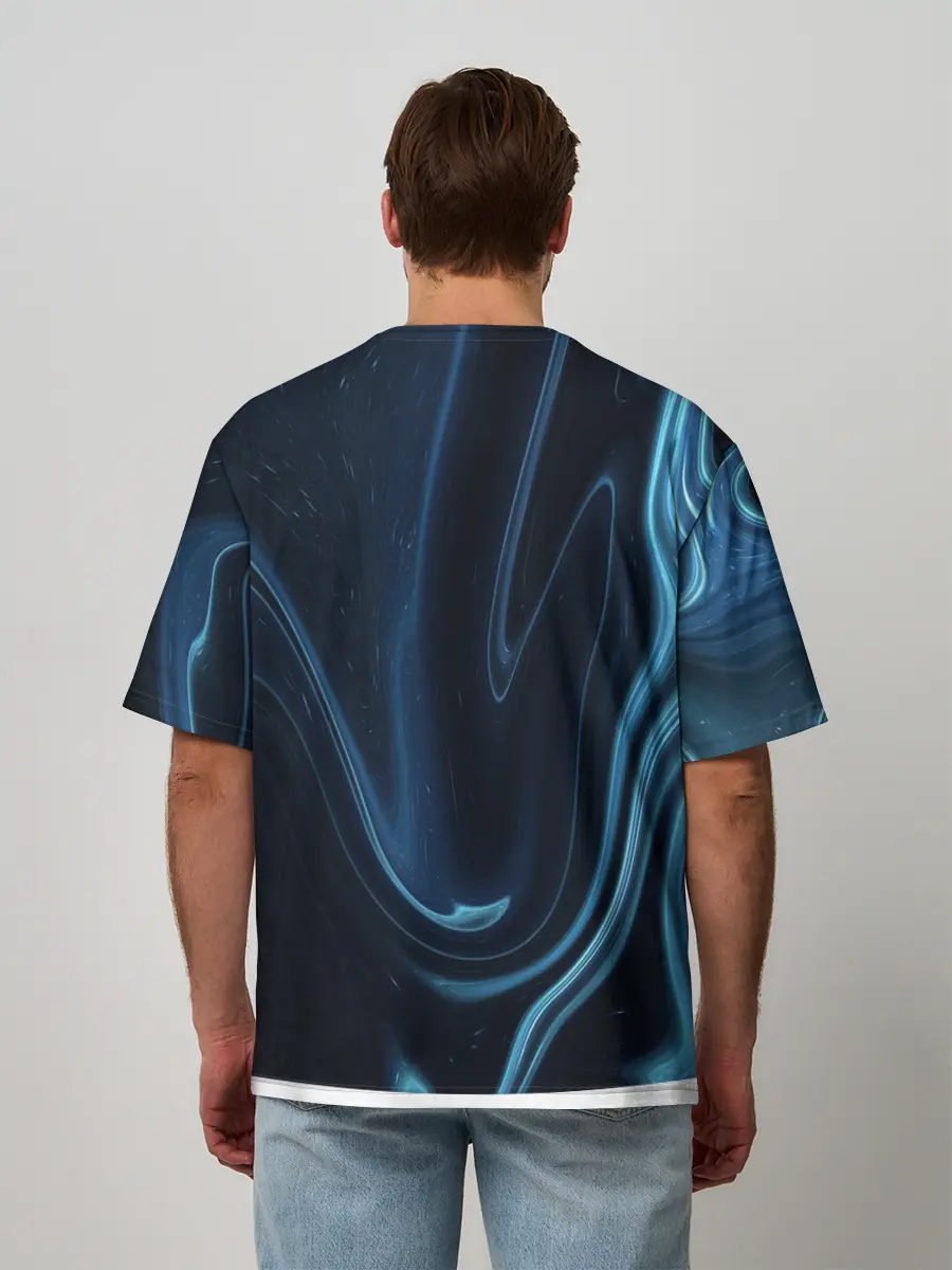 Мужская футболка оверсайз / Космическая волна