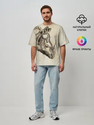 Мужская футболка оверсайз / Носорог