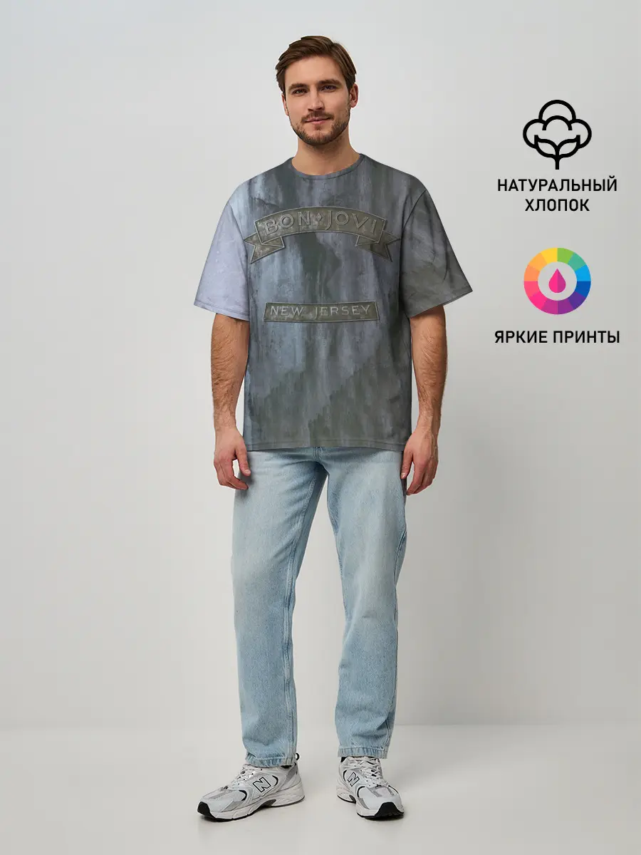 Мужская футболка оверсайз / New Jersey - Bon Jovi