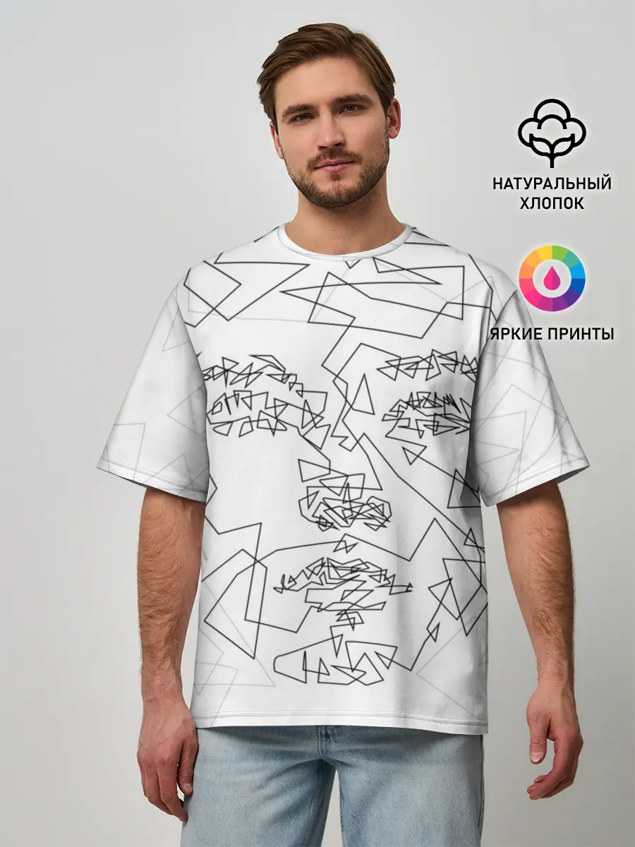 Мужская футболка оверсайз / Геометрическое лицо