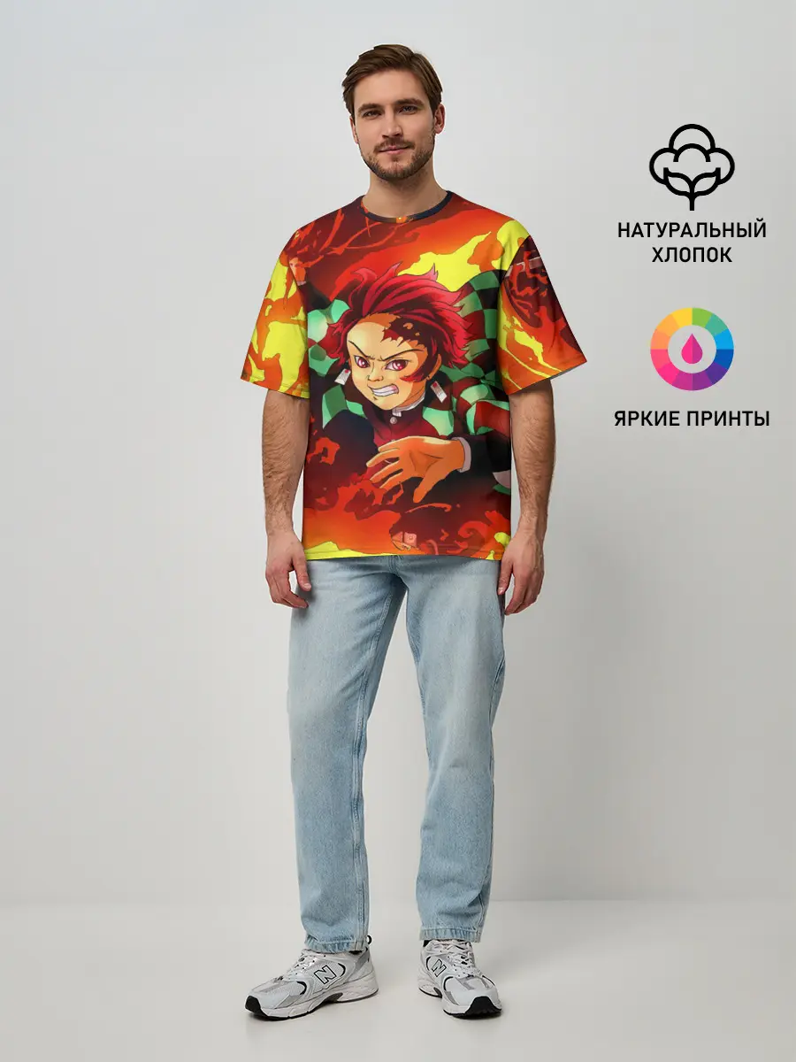 Мужская футболка оверсайз / КЛИНОК РАССЕКАЮЩИЙ ДЕМОНОВ