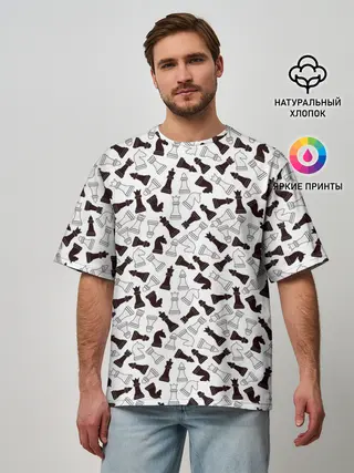 Мужская футболка оверсайз / Шахматные Фигуры