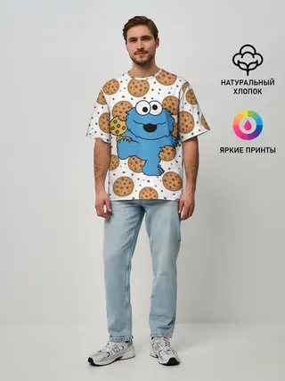 Мужская футболка оверсайз / Cookie monster