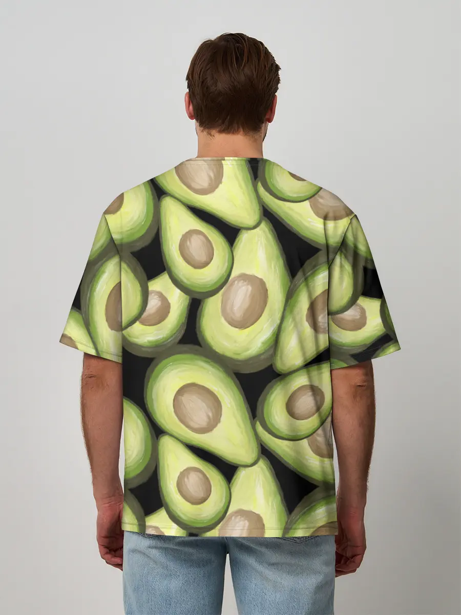 Мужская футболка оверсайз / Avocado background