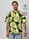 Мужская футболка оверсайз / Avocado background