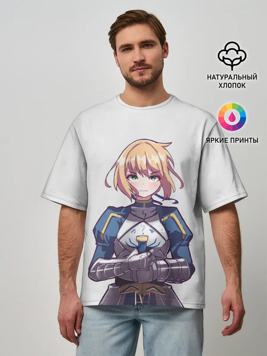 Мужская футболка оверсайз / Девушка рыцарь