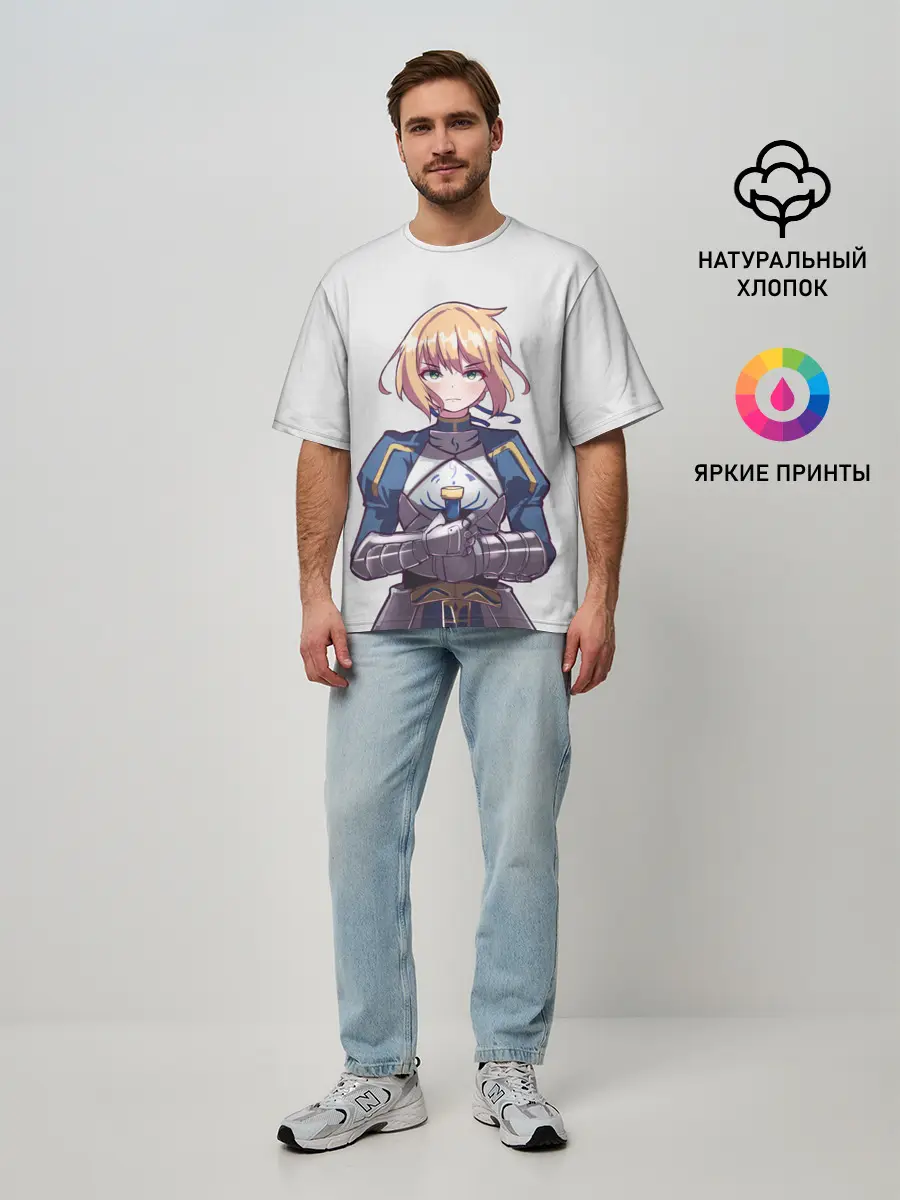 Мужская футболка оверсайз / Девушка рыцарь