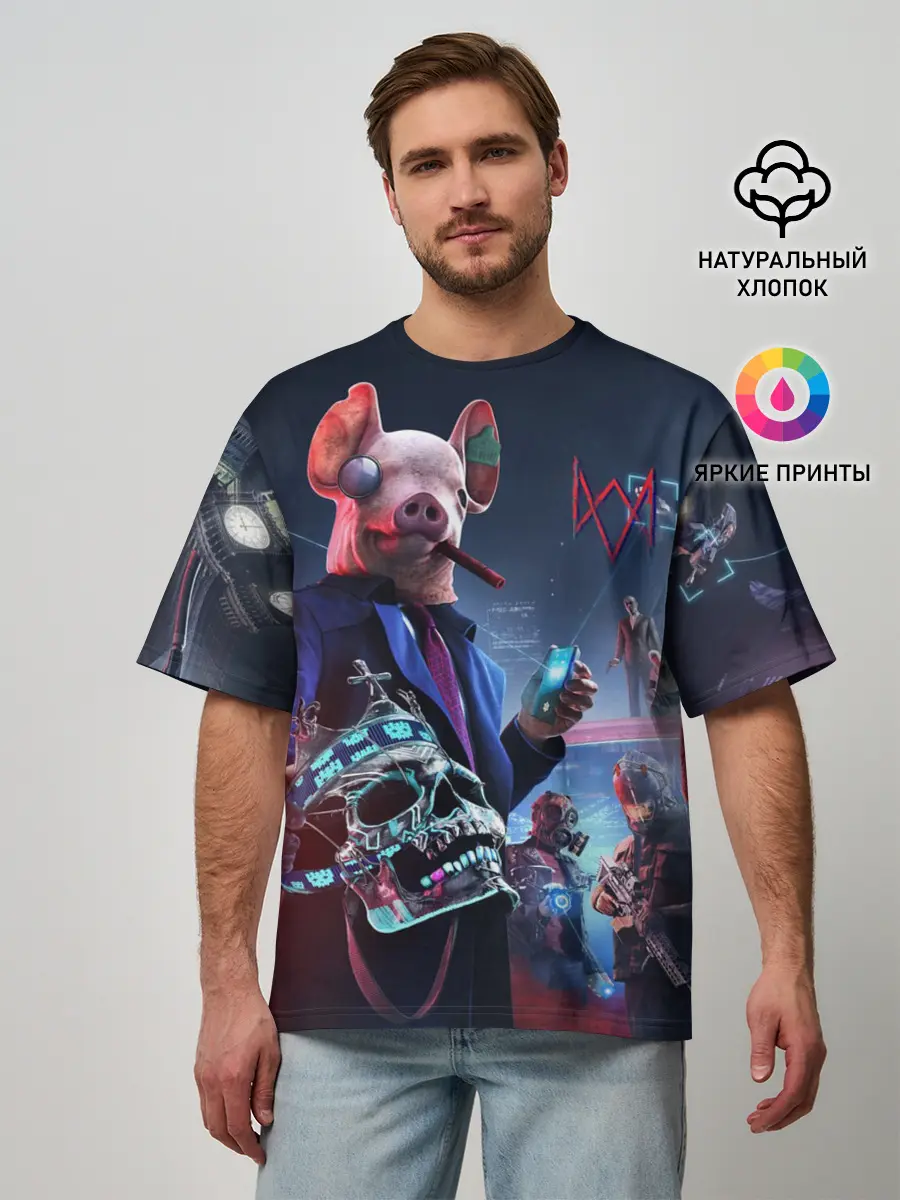 Мужская футболка оверсайз / Watch Dogs | Legion